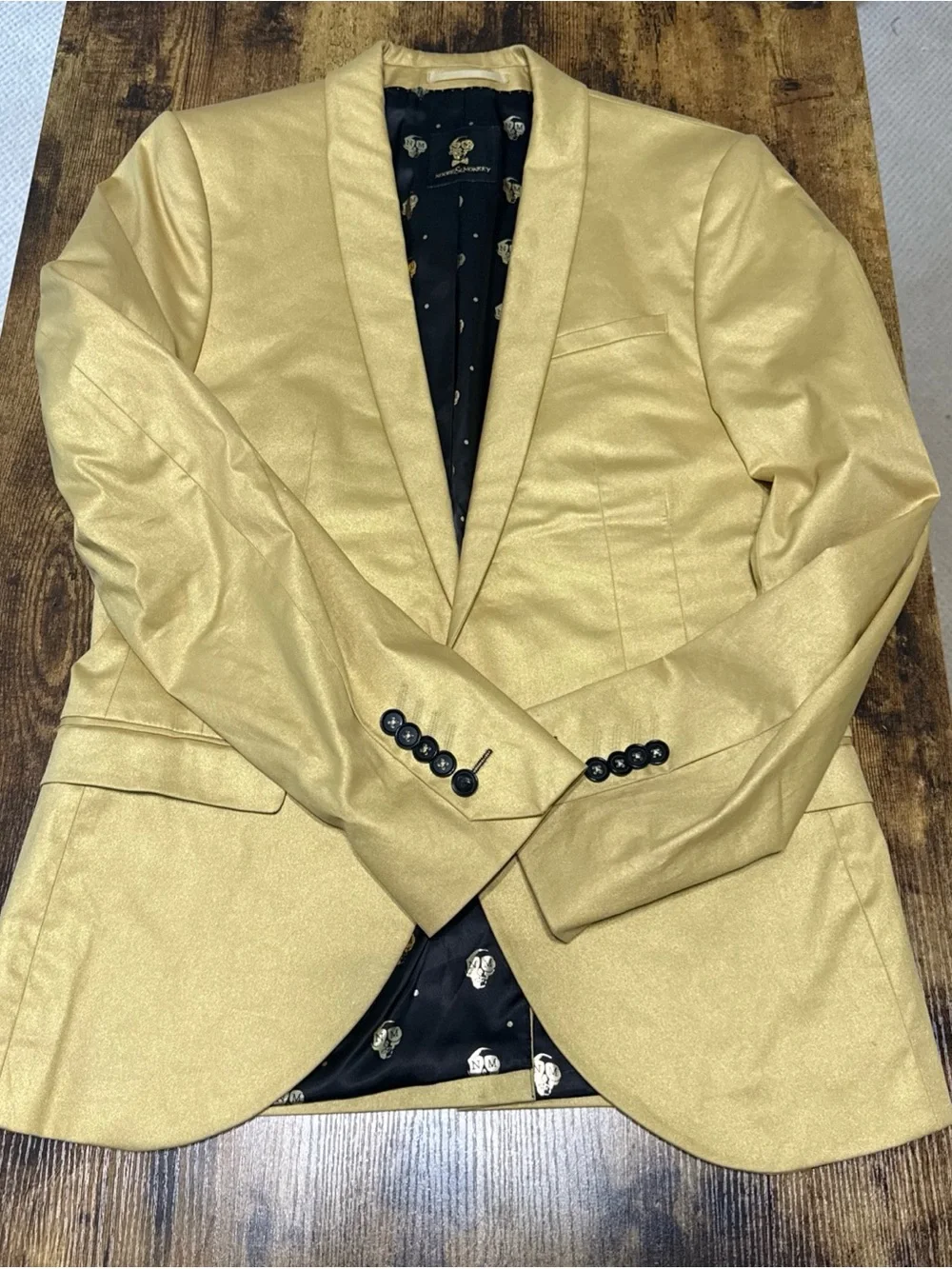 Noose & Monkey Van Gogh Blazer Jacket 38R Gold Beige Slim Fit Boho Indie Retro